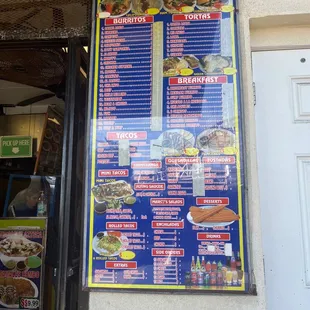 Menu. Go inside for prices.