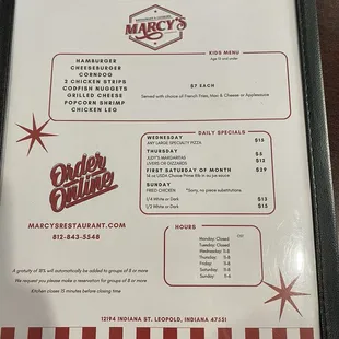 menu