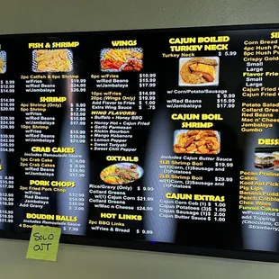 The food menu and prices