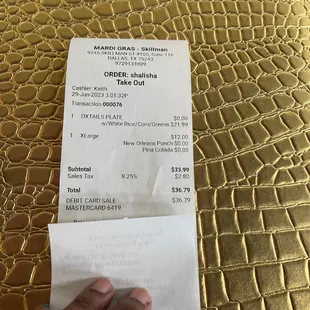 My receipt