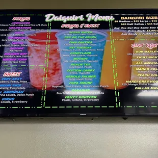 The Daiquiri Menu