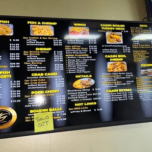 The menu