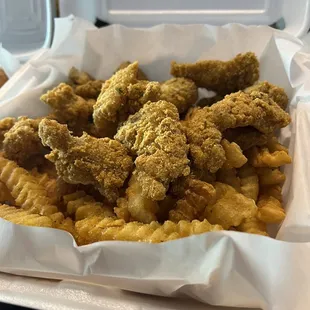 Catfish nuggets and fries