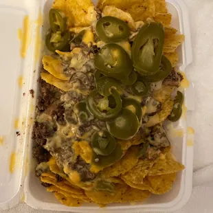 Three meat nachos