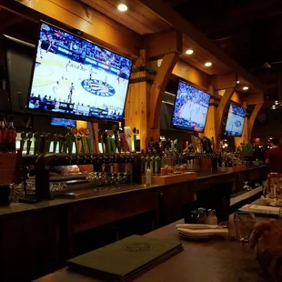 The large bar area great for watching a game, chatting with friends and grabbing a bite.