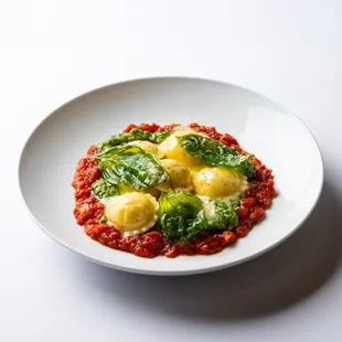 Marubini - ricotta filled ravioli, cacio e pepe, tomato, basil, pine nut -handmade pasta at Marea Beverly Hills