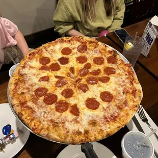 a large pepperoni pizza