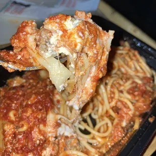 Half lasagna &amp; spaghetti