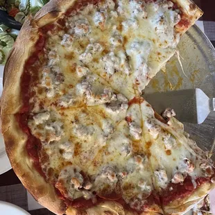 Large pepperoni and sausage.