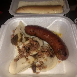 Mix and match. Kielbasa and Pierogis