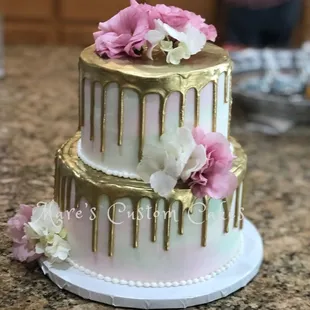 Chocolate gold drip wedding cake