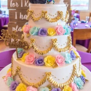 all buttercream.  fondant roses