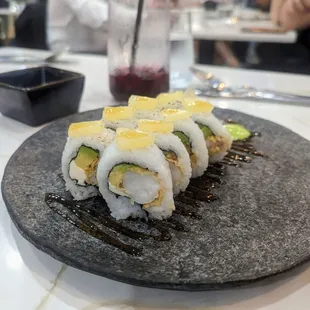 a plate of sushi