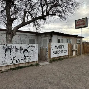 a sign for marfa burritos