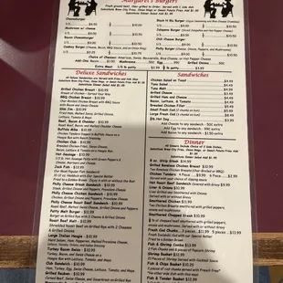 the menu of the restaurant