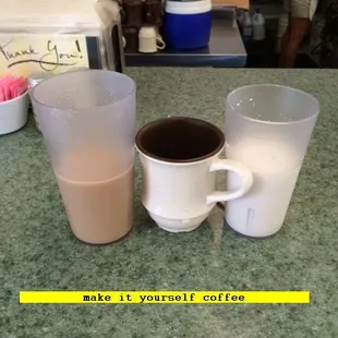 two cups of coffee on a counter