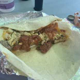 Yak steak breakfast burrito