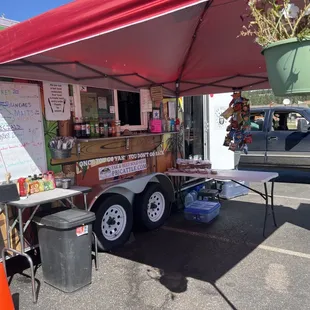 a food truck parked in a parking lot