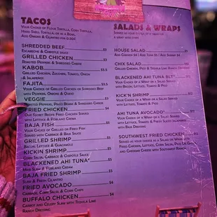 a menu for a mexican restaurant