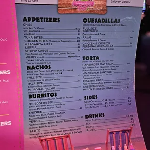 menu