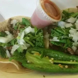 a taco and a drink