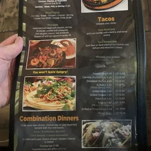 menu, tacos