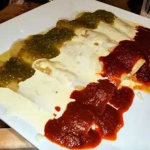 Enchiladas Mexicanas (2 cheese, 2 chicken, 2 beef)