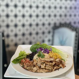 a plate of mexican food