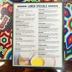 Lunch menu