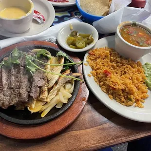 Combo chicken/beef fajitas.