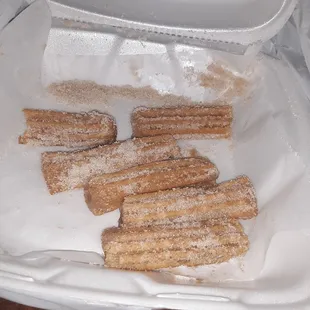 These churro's are so good with my coffee. I think the filling is hazelnut.