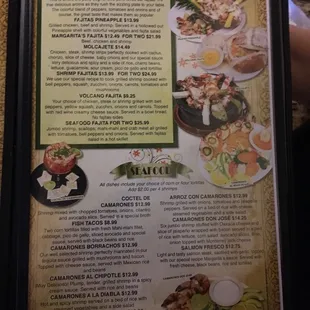 a menu for a mexican restaurant