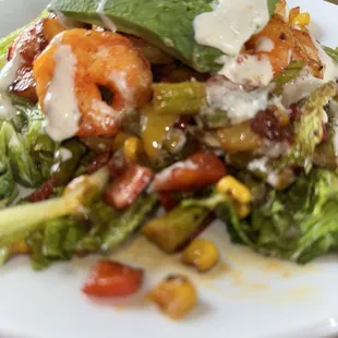 Grilled Romaine with shrimp