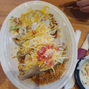 #2 gringo 3 all beef tacos with rice and beans