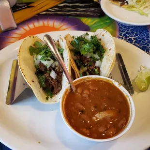 Beef soft tacos lunch portion