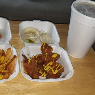 Fish chips, fries, sweet tea!