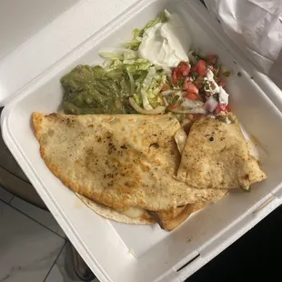 Uncut quesadilla that I attempted to cut myself