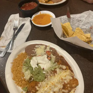 5. Two Enchiladas, Rice and Beans Combo