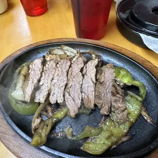 Lunch portion of beef fajitas