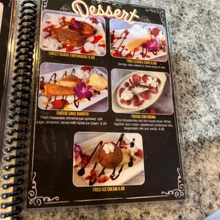 menu, dessert
