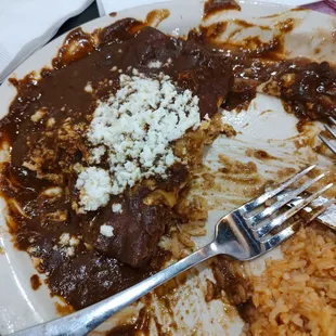 a dirty plate of food