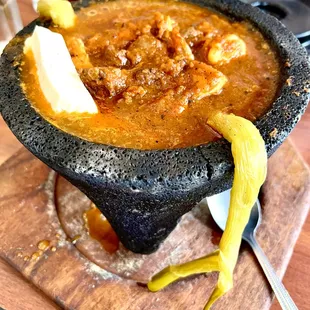 Authentic Molcajete served in a Volcanic Rock bowl