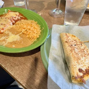 Bean burrito w/ quesadilla