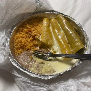 Cheese, chicken and spinach enchiladas