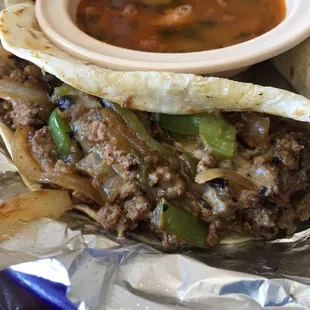 Ground beef taco. Very good.