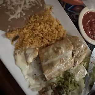 Steak chimichanga plate.