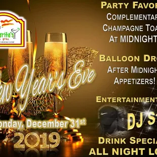 Join MARGARITA'S NYE - Help us ring in 2019!!!  Entertainment by DJ Stat!
