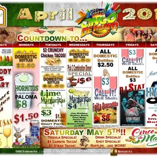 This APRIL...Join us for GREAT SPECIALS and ENTERTAINMENT.