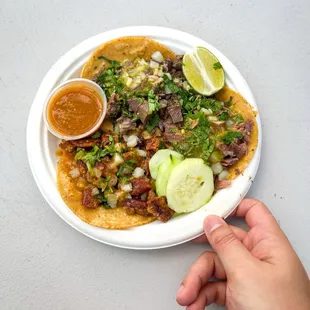 Tripe, Lengua, and Cabeza tacos