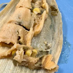 Creamy VEgan Roasted Poblano Tamal